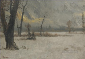 WINTER LANDSCAPE American Albert Bierstadt snow Oil Paintings